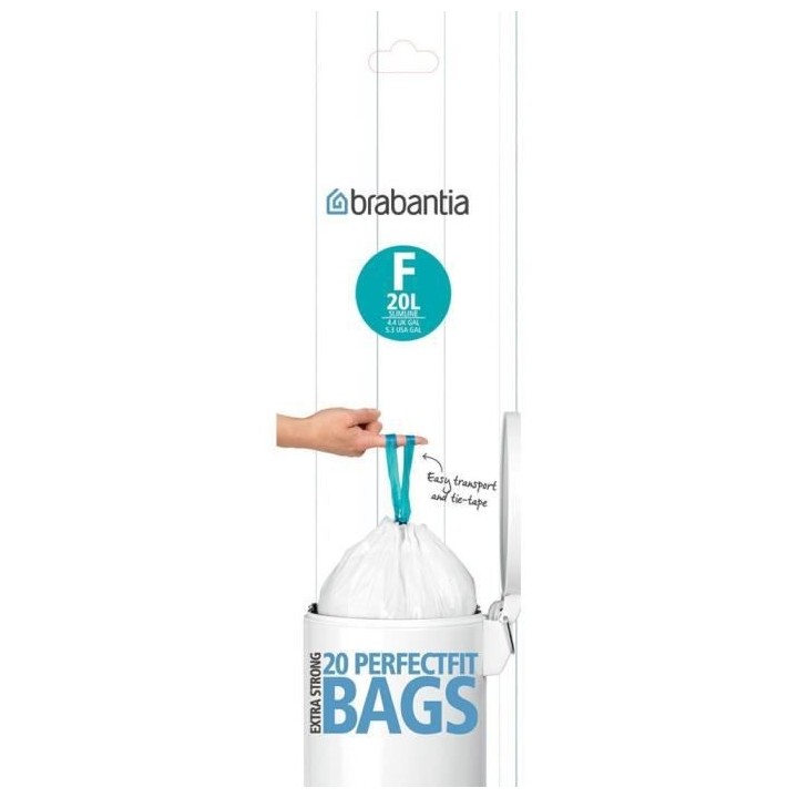 BRABANTIA Lot de 20 sacs poubelle rouleau PerfectFit - 20L