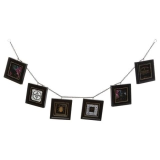 Guirlande Flower en MDF pour 6 photos - Noir