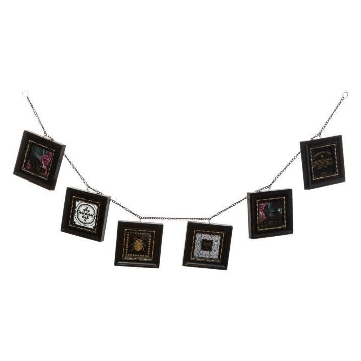 Guirlande Flower en MDF pour 6 photos - Noir