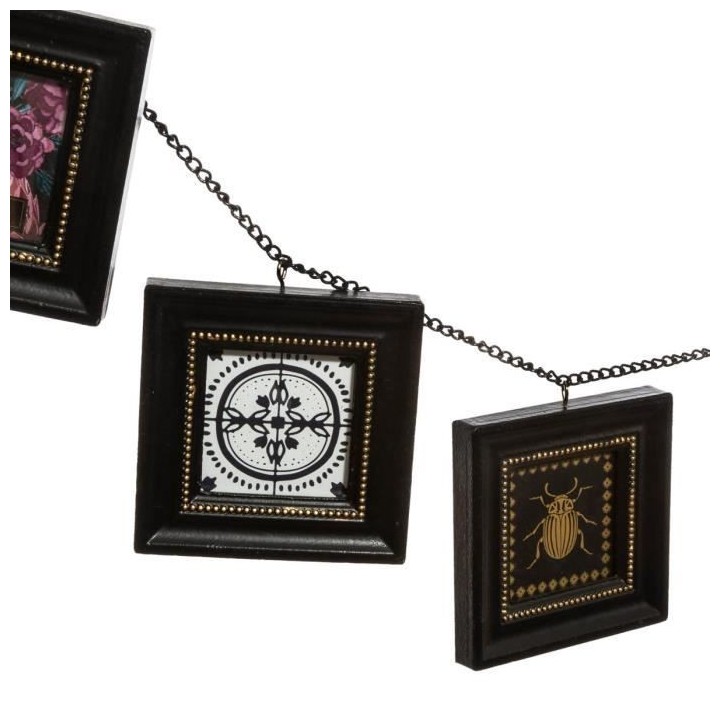 Guirlande Flower en MDF pour 6 photos - Noir