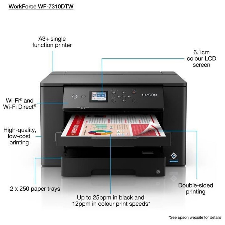 Imprimante Monofonction - EPSON WF-7310DTW - Jet d'encre - A3 - Couleu