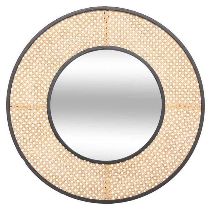 Miroir en métal et cannage Arty - Ø58 cm