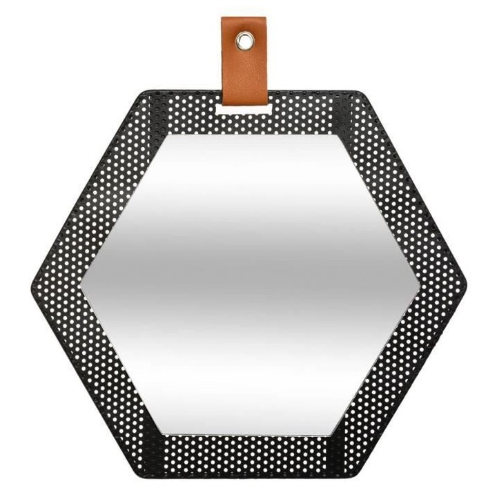 Miroir Hexagone Mona en métal - 30 x 34 cm