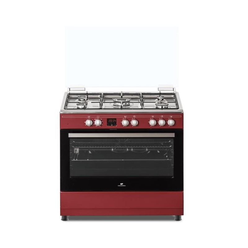 Cuisiniere piano gaz CONTINENTAL EDISON CECP9060BODX - 5 feux - Bordeaux - L89,9 x P60,1 xH85cm