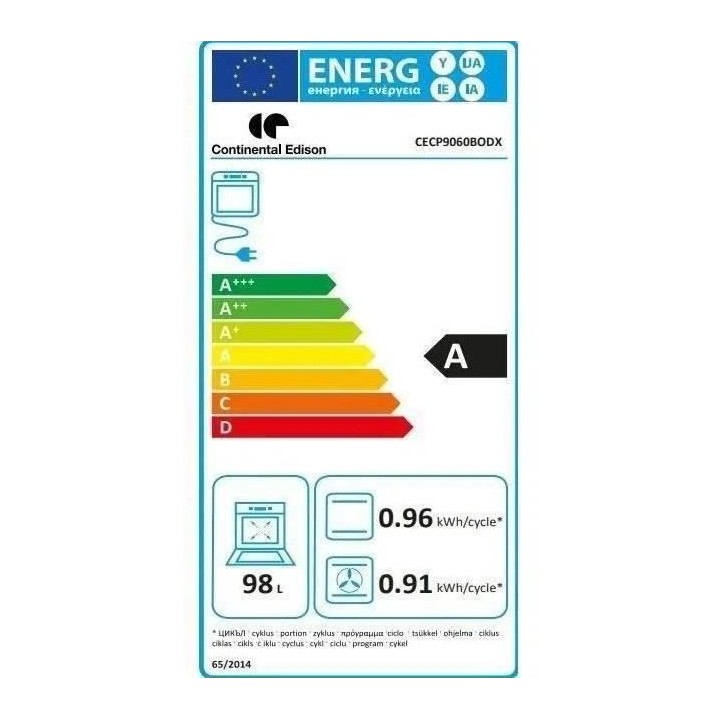 Cuisiniere piano gaz CONTINENTAL EDISON CECP9060BODX - 5 feux - Bordea