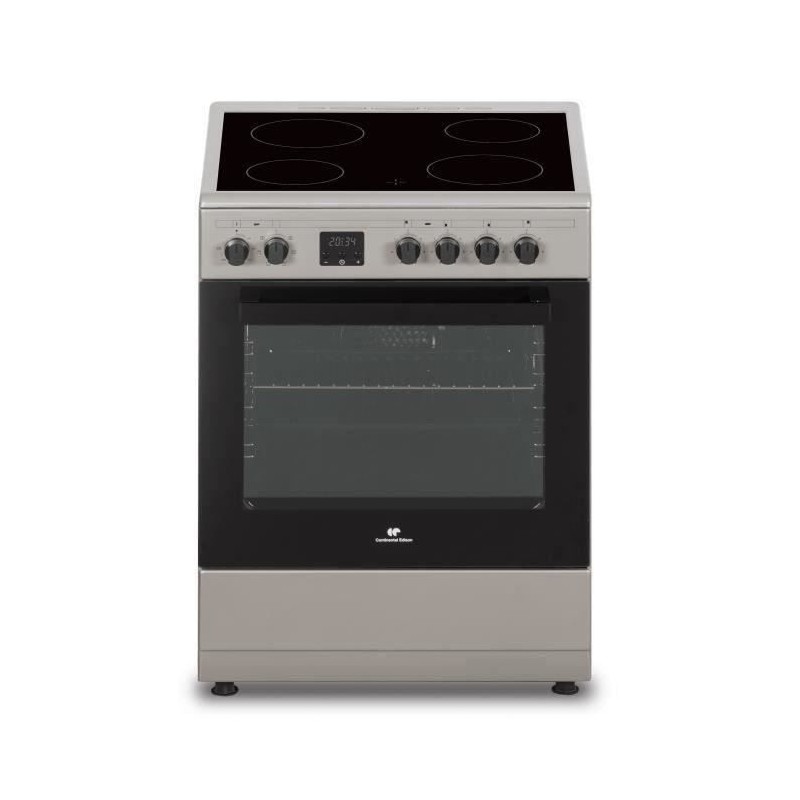 Cuisiniere vitrocéramique CONTINENTAL EDISON CECV60FCS - 4 feux - L58,8 xP61 xH83 cm - Silver