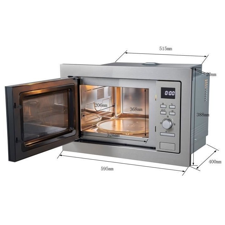 Micro-ondes grill encastrable CONTINENTAL EDISON CEMO25GE2 Silver L59,