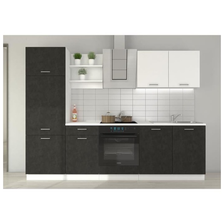 Cuisine complete PREGO - L 270 cm - Plan de travail 210 cm inclus - Gr