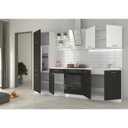 Cuisine complete PREGO - L 270 cm - Plan de travail 210 cm inclus - Gris Chromix