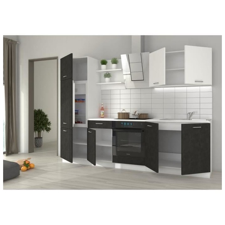 Cuisine complete PREGO - L 270 cm - Plan de travail 210 cm inclus - Gr