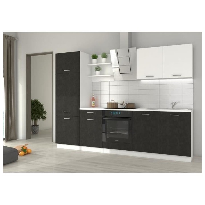 Cuisine complete PREGO - L 270 cm - Plan de travail 210 cm inclus - Gr