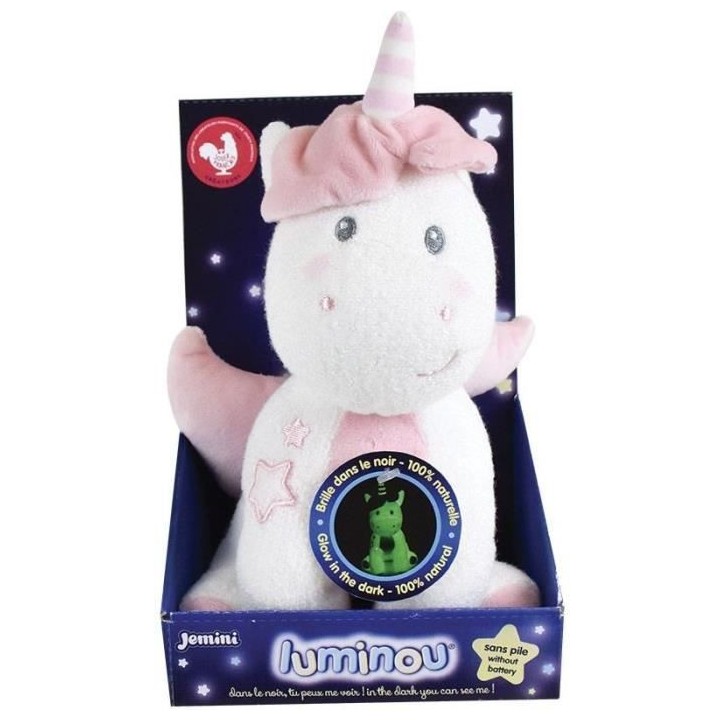 JEMINI Licorne - Peluche luminou 25 cm