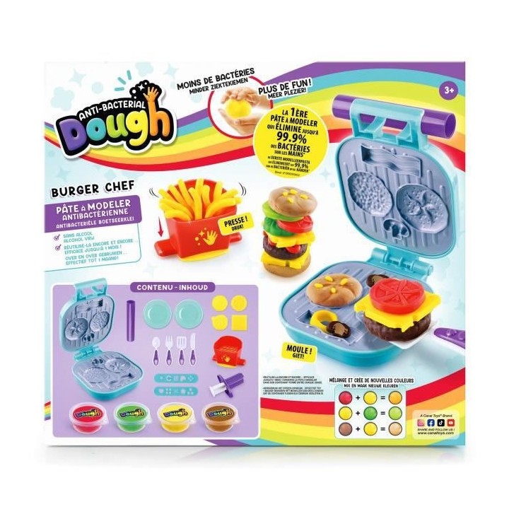 Canal Toys - Kit Burger Pâte a modeler antibactérienne - Élimine ju