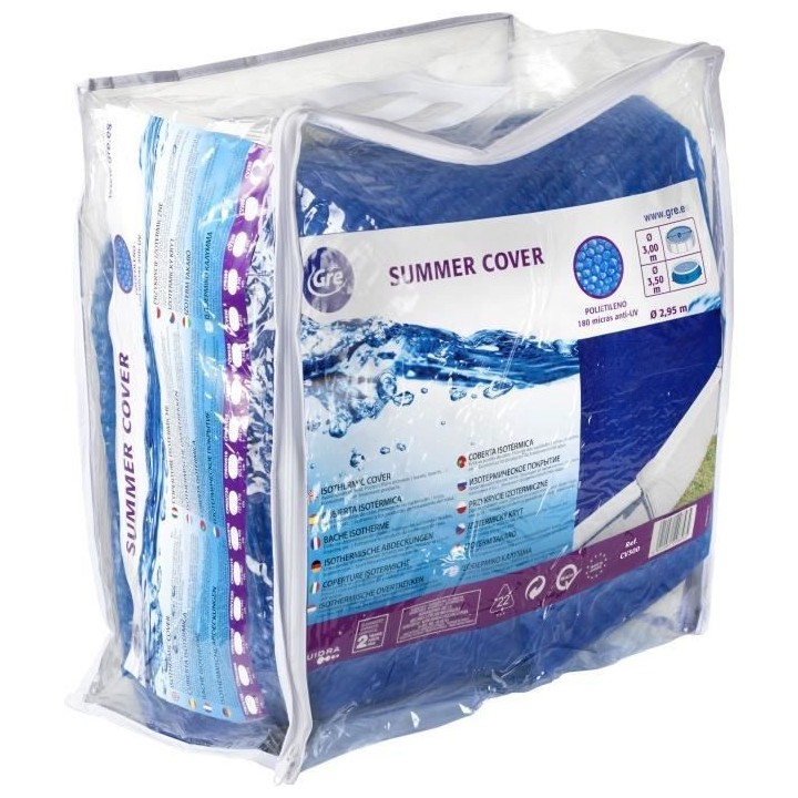 GRE - Bâche été a bulles de 180 µ pour piscine hors-sol ronde de