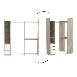 Kit dressing extensible d'angle SWING - Décor chene Kronberg et blanc
