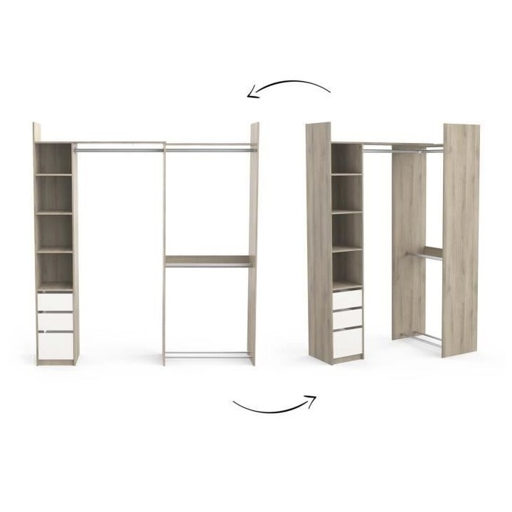 Kit dressing extensible d'angle SWING - Décor chene Kronberg et blanc