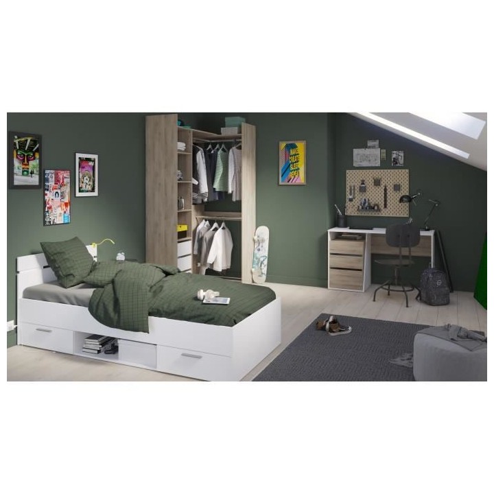 Kit dressing extensible d'angle SWING - Décor chene Kronberg et blanc