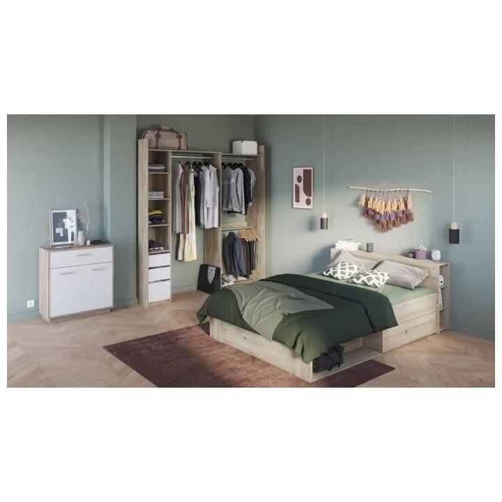 Kit dressing extensible d'angle SWING - Décor chene Kronberg et blanc