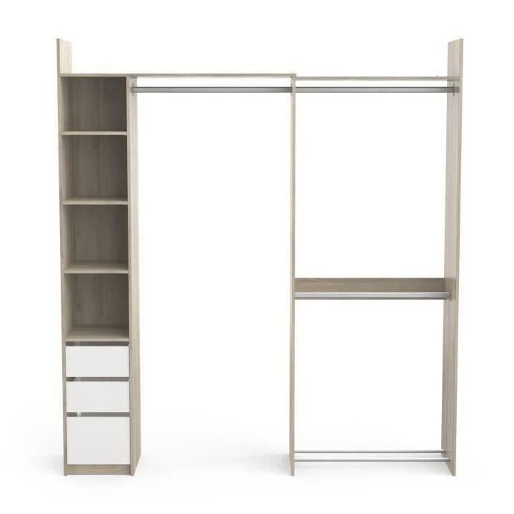 Kit dressing extensible d'angle SWING - Décor chene Kronberg et blanc