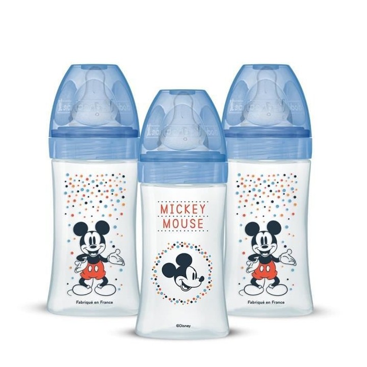 Lot de 3 Biberons DODIE Anti-Colique Initiation+ - Mickey - 270ml - 0-