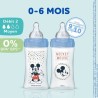 Lot de 3 Biberons DODIE Anti-Colique Initiation+ - Mickey - 270ml - 0-6 Mois - Tétine Ronde - Débit 2