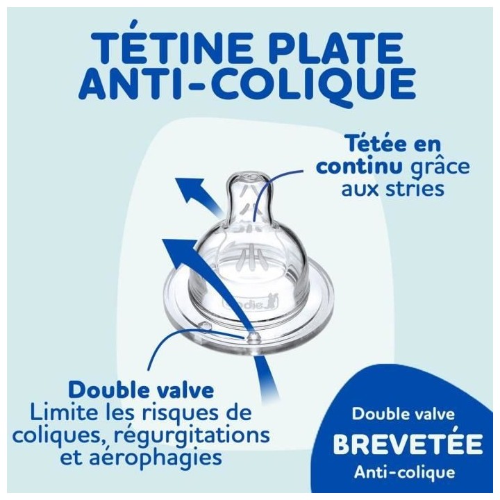 Lot de 3 Biberons DODIE Anti-Colique Sensation+ - Verre - 270ml - 0-6