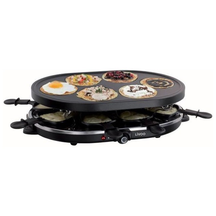 LIVOO DOC188 Appareil a raclette 8 personnes - Noir