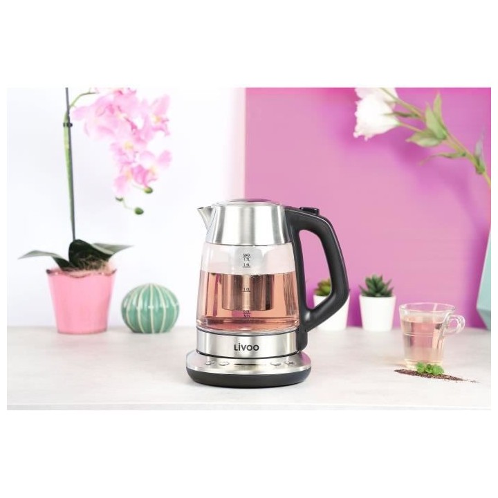 LIVOO DOD165 Théiere - Bouilloire électrique - sans fil - Gris