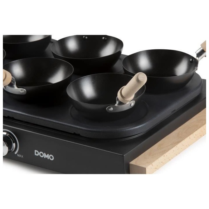 Wok et plaque de cuisson 6 crepes DOMO - Appareil 2 en 1 - 6 personnes