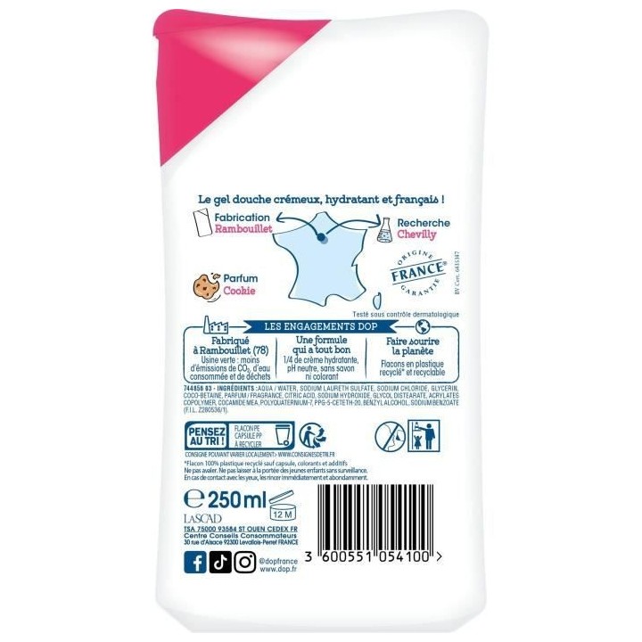 Creme de douche DOP Doucerus d'enfance - Parfum cookie - 250 ml