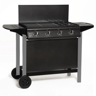 Barbecue a gaz - GRILL GARDEN - Noir et gris - 4 bruleurs avec couverc