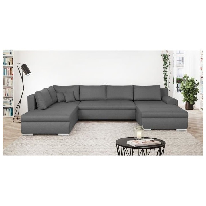 Canapé d'angle panoramique convertible - 7 places - INDIAN - Tissu 10