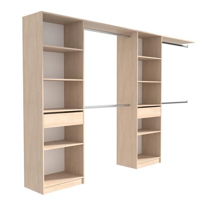 EKIPA Dressing extensible - 2 colonnes avec 2 tiroirs et 10 étageres