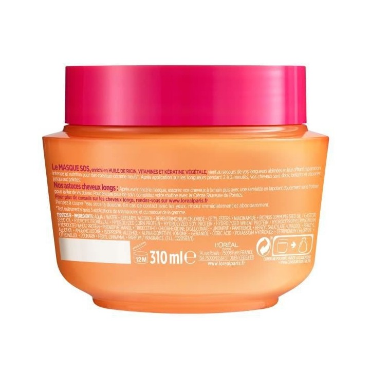 Masque SOS Longueurs Elseve Dream Long L'OREAL PARIS - 310 ml
