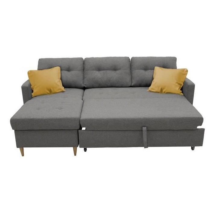 Canapé d'angle convertible réversible 4 places FALSLEV - Tissu gris