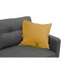 Canapé d'angle convertible réversible 4 places FALSLEV - Tissu gris - Coffre + 2 coussins jaune - L 215 x P 144 x H 90 cm