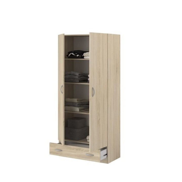 PARISOT Armoire 2 portes battantes + 1 tiroir - Décor chene - L78 P 3