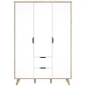 VANKKA Armoire - Pieds en bois massif - Décor chene et blanc mat - Style scandinave - Chambre - L 140 cm