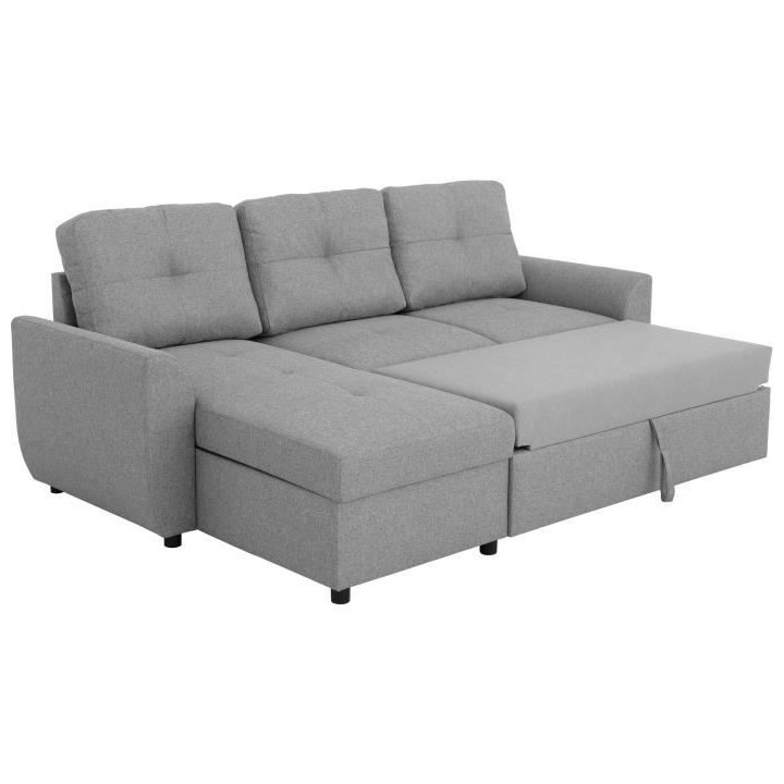 Canapé d'angle convertible réversible 4 places FOLK - Tissu gris - C