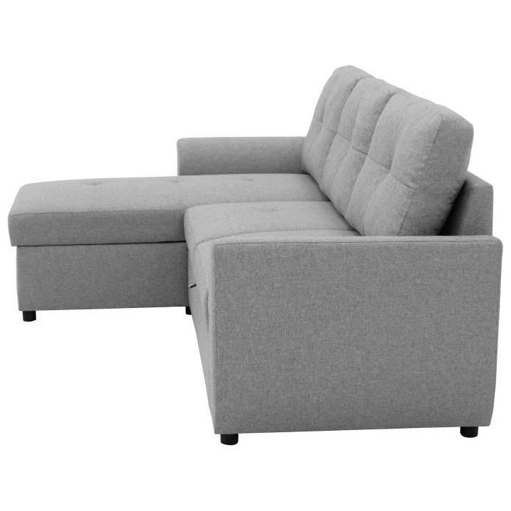 Canapé d'angle convertible réversible 4 places FOLK - Tissu gris - C