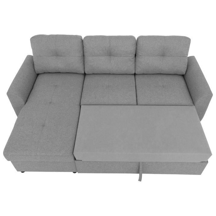 Canapé d'angle convertible réversible 4 places FOLK - Tissu gris - C