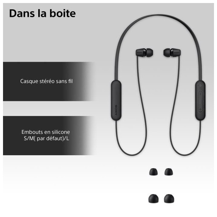 Écouteurs Bluetooth sans fil SONY WI-C100 - Autonomie jusqu'a 25 h -