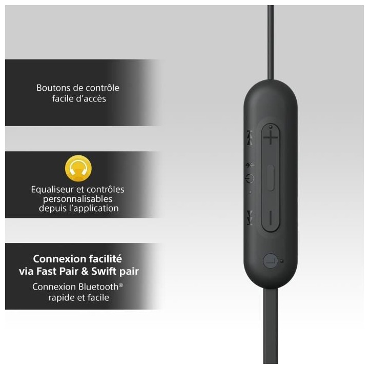 Écouteurs Bluetooth sans fil SONY WI-C100 - Autonomie jusqu'a 25 h -