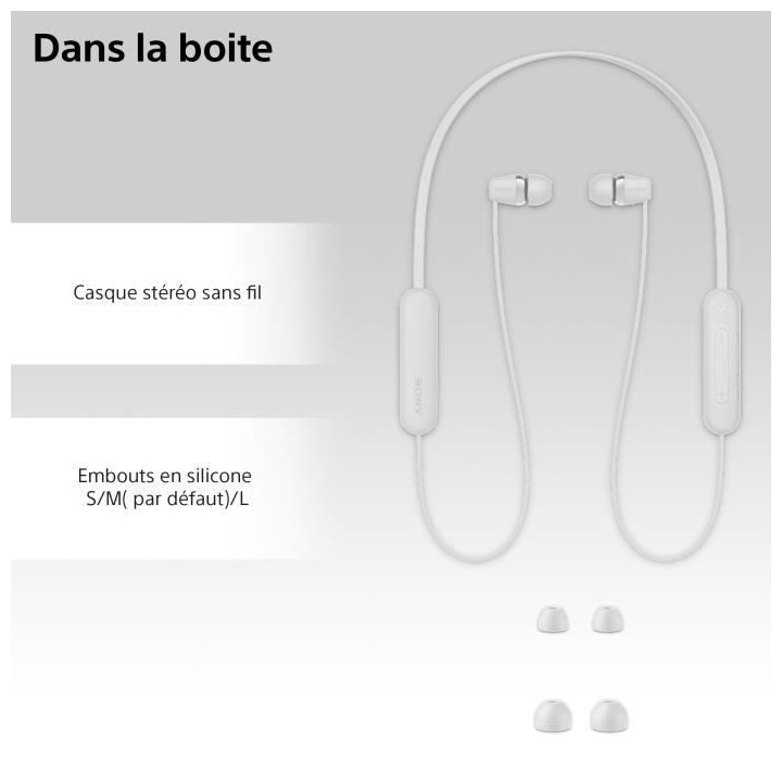Écouteurs Bluetooth sans fil SONY WI-C100 - Autonomie jusqu'a 25 h -