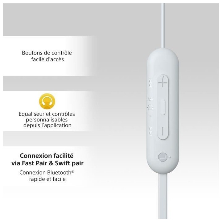 Écouteurs Bluetooth sans fil SONY WI-C100 - Autonomie jusqu'a 25 h -