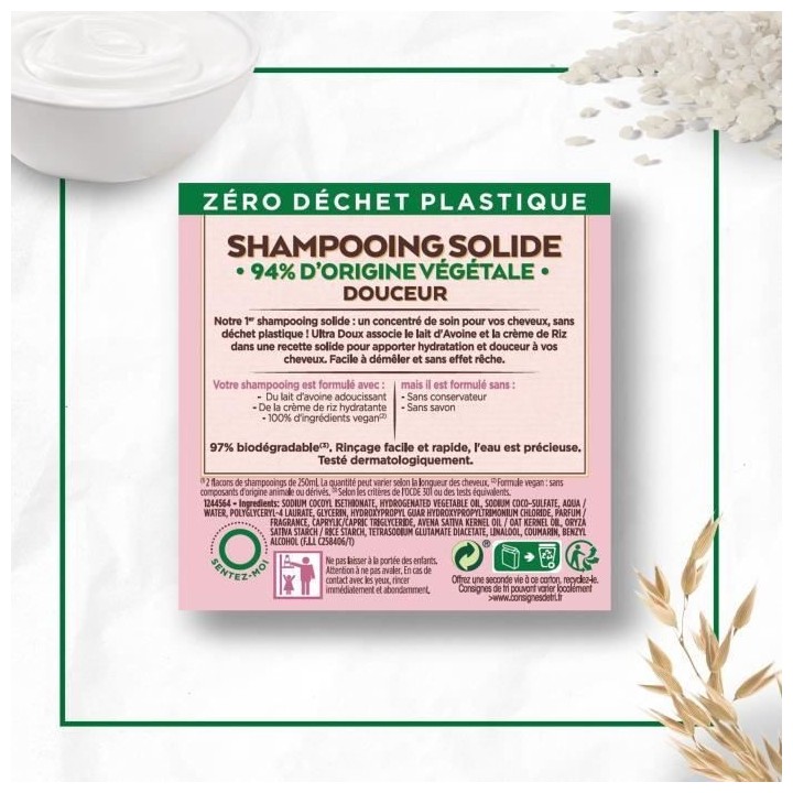Shampooing Solide Douceur Délicatesse d'Avoine Ultra Doux GARNIER - 6