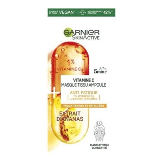 Masque Tissu Ampoule Anti-Fatigue SkinActive GARNIER - A la Vitamine C