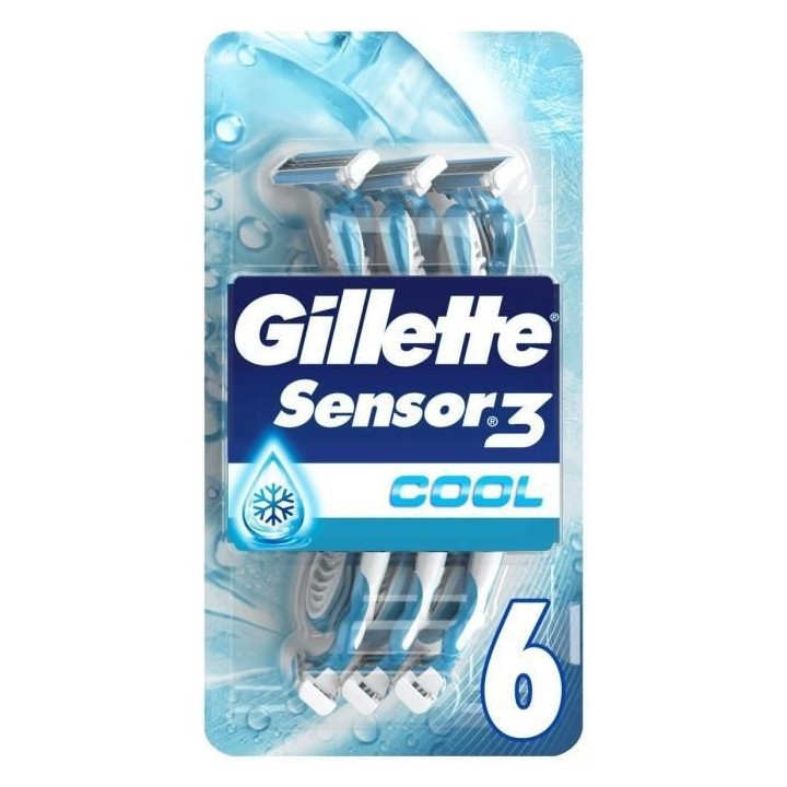 Gillette Sensor3 Cool Rasoir Jetable Pour Homme, X 6