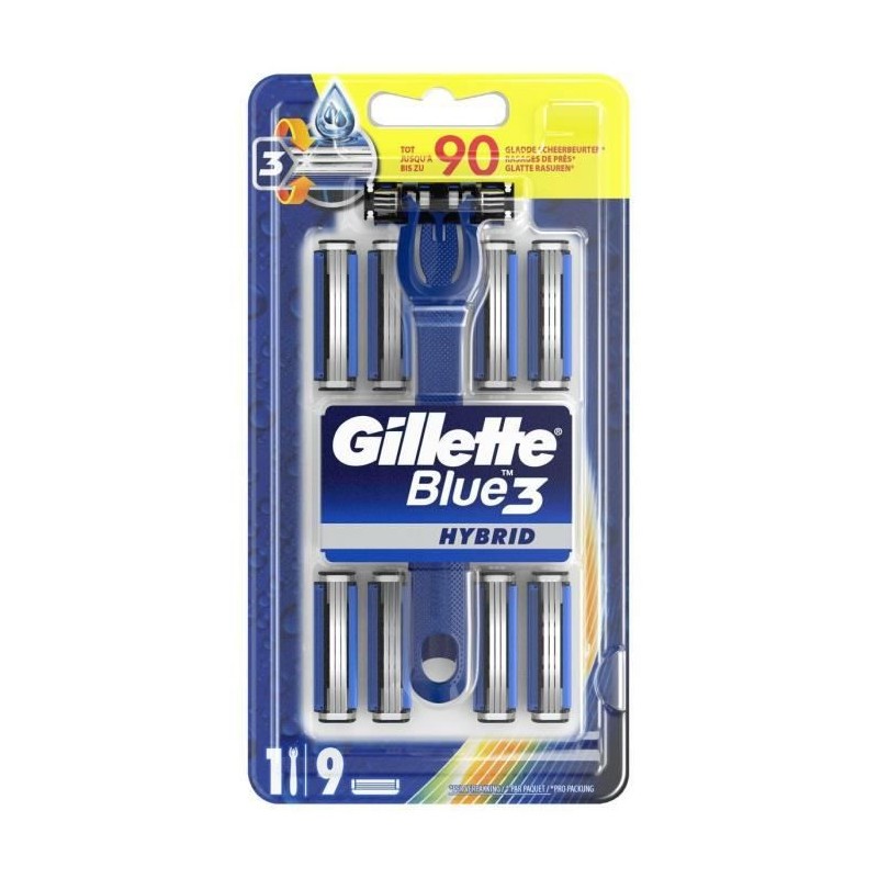 Gillette Blue3 Hybrid Manche De Rasoir + 9 Lames