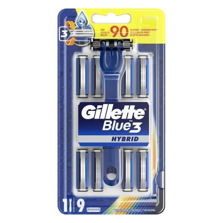 Gillette Blue3 Hybrid Manche De Rasoir + 9 Lames